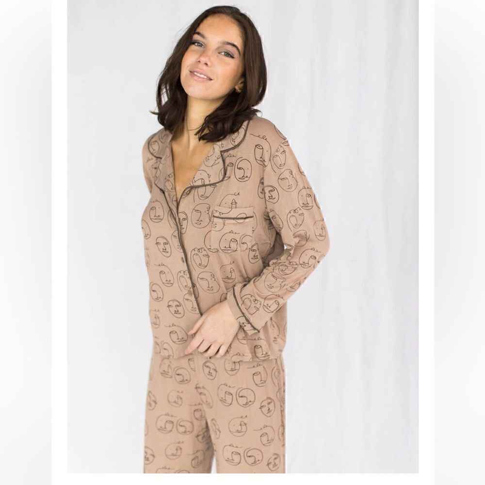 Mina Lisa Modal Sleep Button Down in Muse Set XS/S